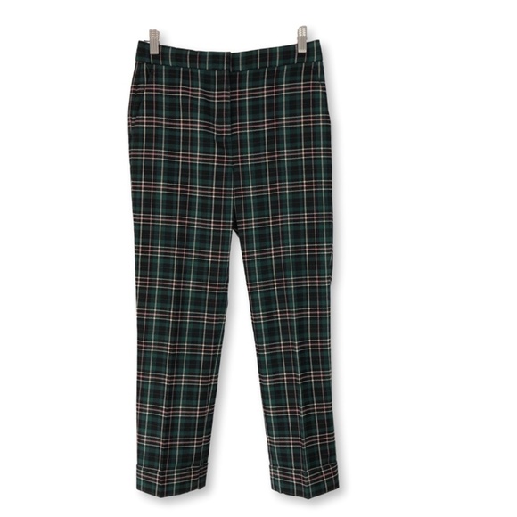 Ann Taylor Green Pink Plaid High Waist Ankle Pants 0 Petite - Picture 2 of 15